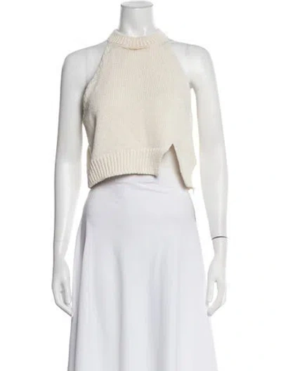 Pre-owned Cordera Halterneck Sleeveless Crop Top In Neutrals
