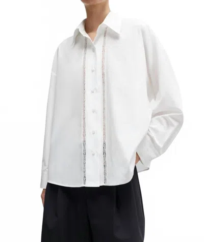 Cordera Lace Button Down Shirt In White