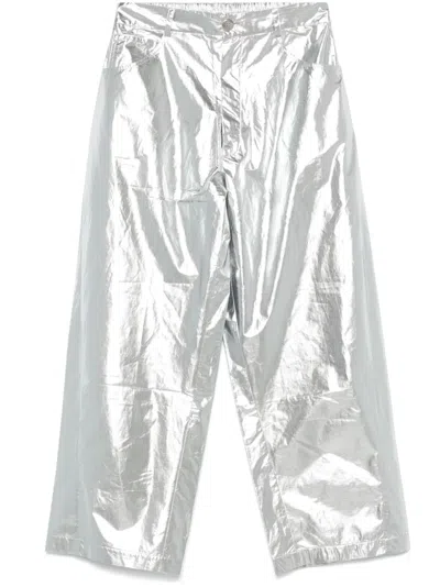 Cordera Laminated-finish Trousers In Silver