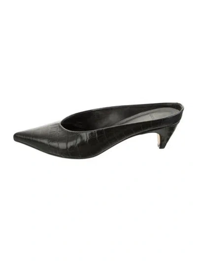 Pre-owned Cordera Leather Animal Print Mules In Green