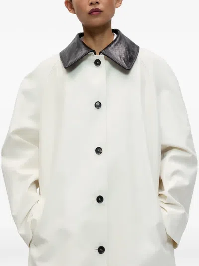 Cordera Leather-collar Trench Coat In White