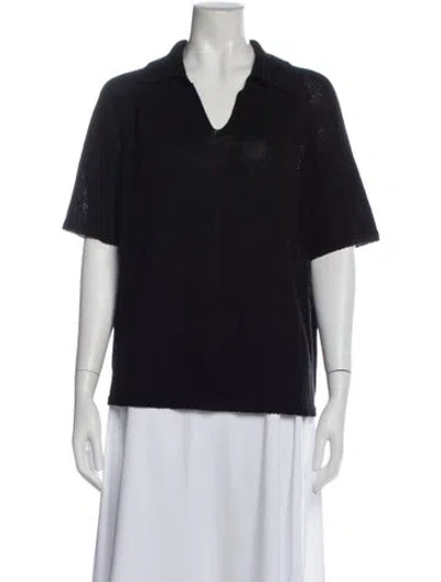 Pre-owned Cordera Linen V-neck Sweater In Blue