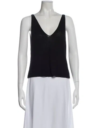 Pre-owned Cordera Linen V-neck Top In Blue