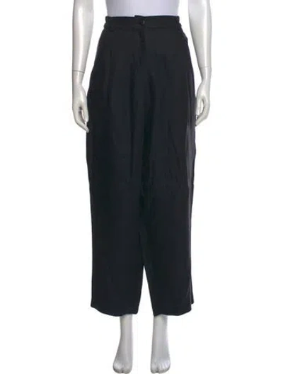 Pre-owned Cordera Linen Wide Leg Pants In Black