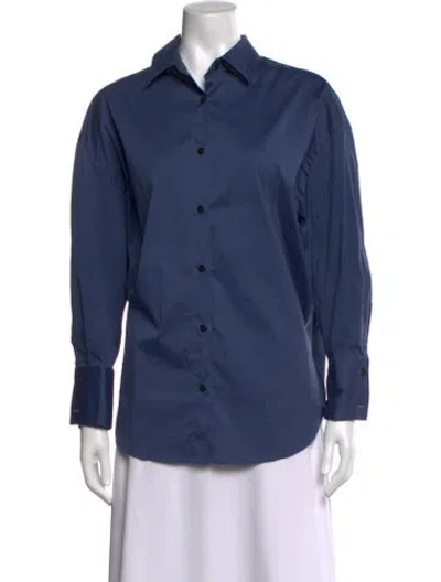 Pre-owned Cordera Long Sleeve Button-up Top In Blue