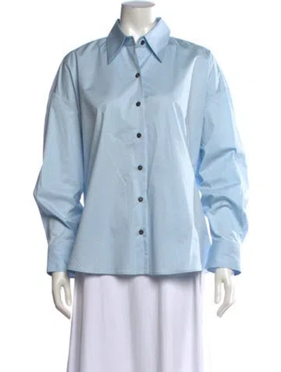 Pre-owned Cordera Long Sleeve Button-up Top In Blue