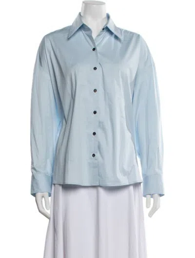 Pre-owned Cordera Long Sleeve Button-up Top In Blue