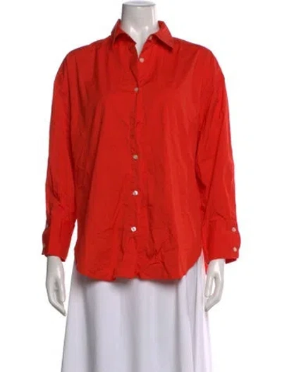 Pre-owned Cordera Long Sleeve Button-up Top In Orange