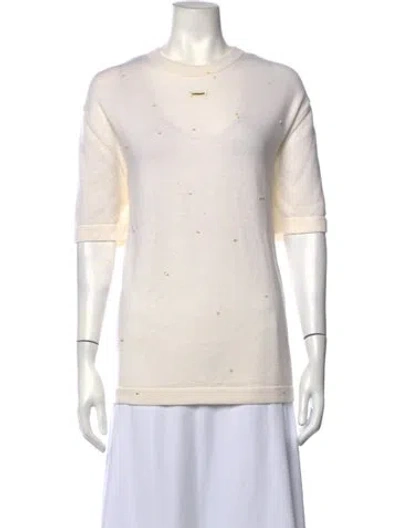 Pre-owned Cordera Merino Wool Crew Neck Sweater In Neutrals