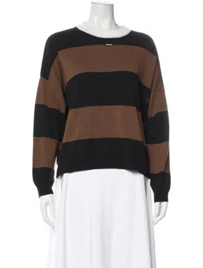 Pre-owned Cordera Merino Wool Striped Sweater In Black