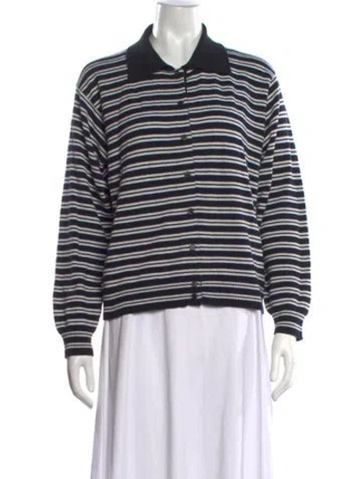 Pre-owned Cordera Merino Wool Striped Sweater In Black