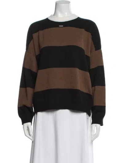 Pre-owned Cordera Merino Wool Striped Sweater In Brown