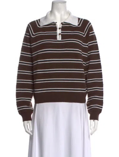Pre-owned Cordera Merino Wool Striped Sweater In Brown