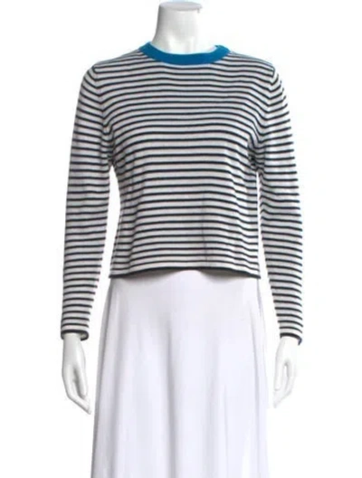 Pre-owned Cordera Merino Wool Striped Sweater In White