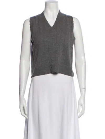 Pre-owned Cordera Merino Wool V-neck Sweater In Gray