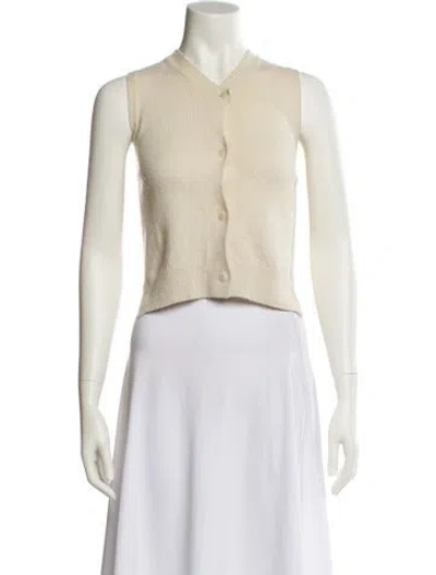 Pre-owned Cordera Merino Wool V-neck Sweater In Neutral