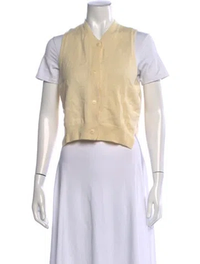 Pre-owned Cordera Merino Wool V-neck Sweater In Neutrals