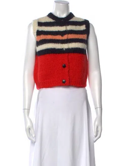 Pre-owned Cordera Mohair Striped Sweater In Red