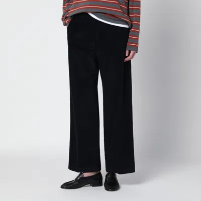 Cordera Navy Blue Corduroy Trousers In Red