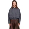Cordera Navy Checked Bomber Shirt In Multi