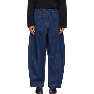 Cordera Navy Curved Baggy Jeans In Blue