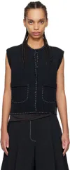 Cordera Navy Merino Wool Stitched Vest In Navy