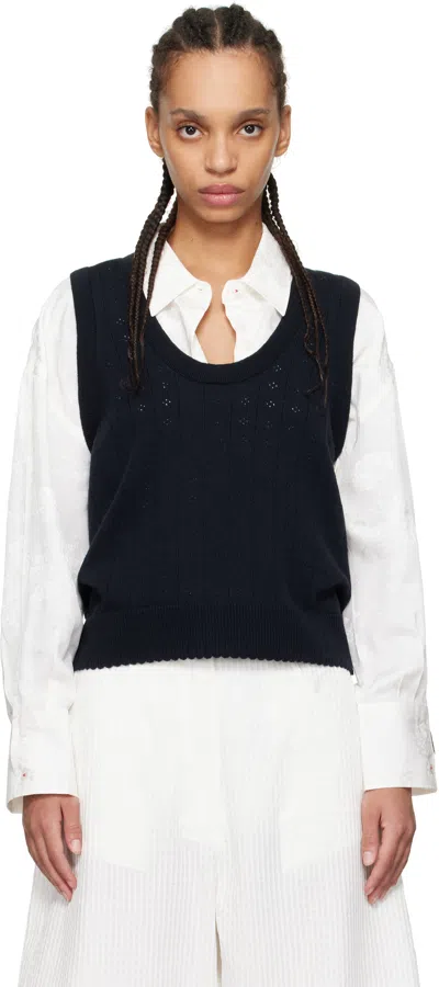 Cordera Navy Pointelle Tank Top In Night