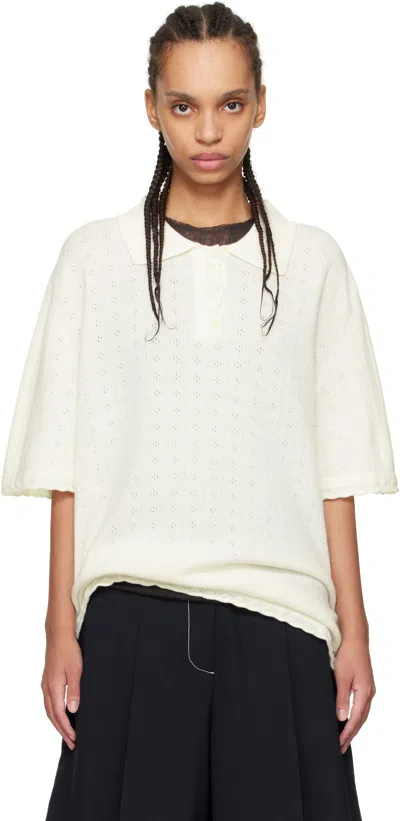 Cordera Off-white Merino Pointelle Polo In Garza