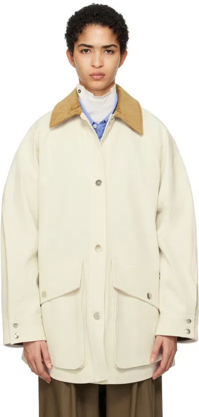 Cordera Off-white Short Trench Coat In Ecru