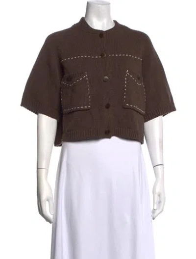 Pre-owned Cordera Open Front Sweater In Brown