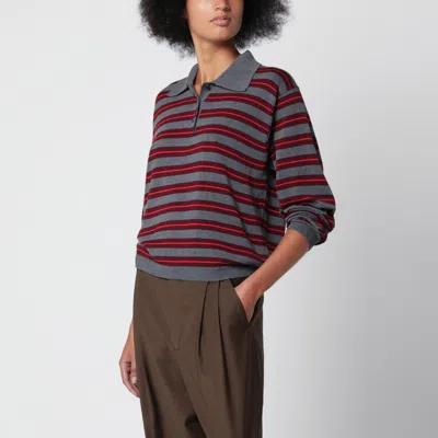 Cordera Organic Cotton Striped Polo Shirt With Button Front, Long Sleeve, Slightly Oversized Fit In Multicolor