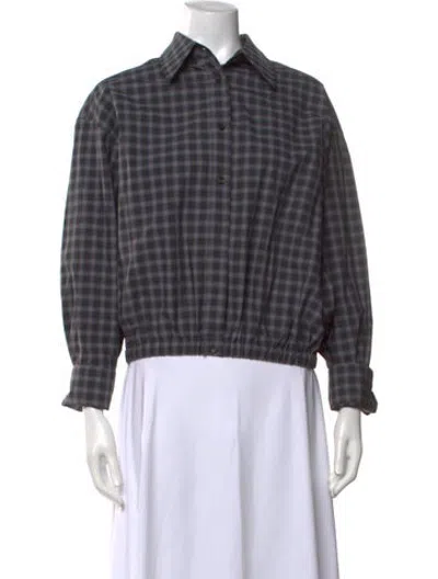 Pre-owned Cordera Plaid Print Long Sleeve Button-up Top In Multicolor
