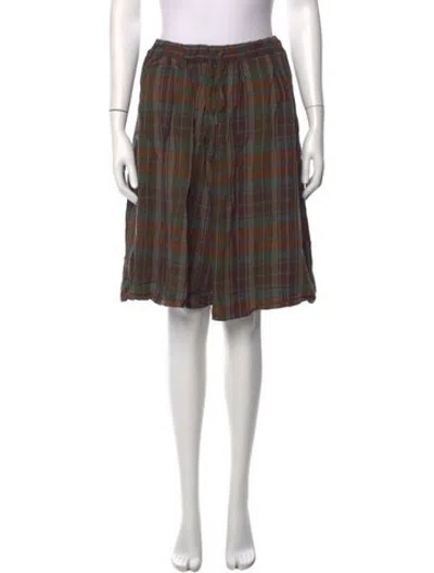 Pre-owned Cordera Plaid Print Straight Leg Pants In Brown