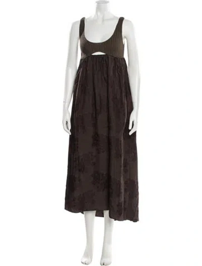 Pre-owned Cordera Printed Long Dress In Green