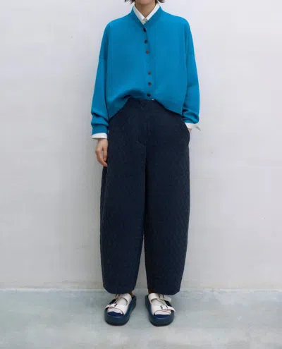 Cordera Quilted Curve Pants In Dark Blue