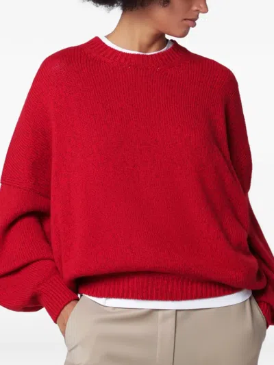 Cordera Ribbed-knit Dropped-shoulder Sweater In Red