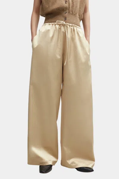 Cordera Satin Drawstring Pants In Champagne In Gold
