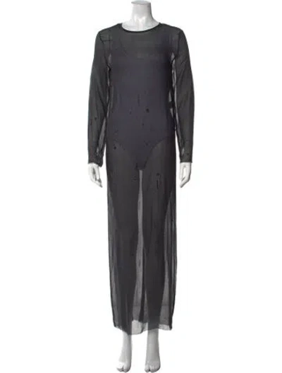 Pre-owned Cordera Silk Long Dress In Grey