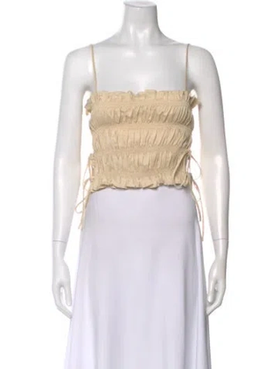 Pre-owned Cordera Silk Square Neckline Crop Top In Neutral