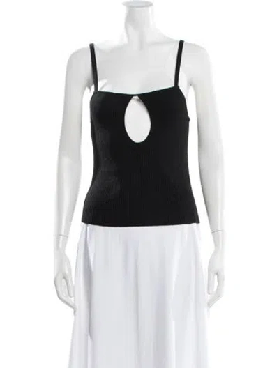 Pre-owned Cordera Square Neckline Sleeveless Crop Top In Black
