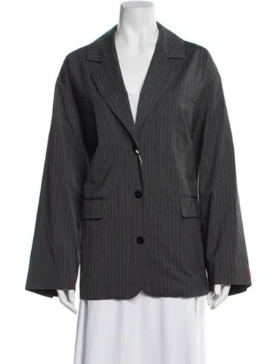 Pre-owned Cordera Striped Blazer W/ Tags In Gray