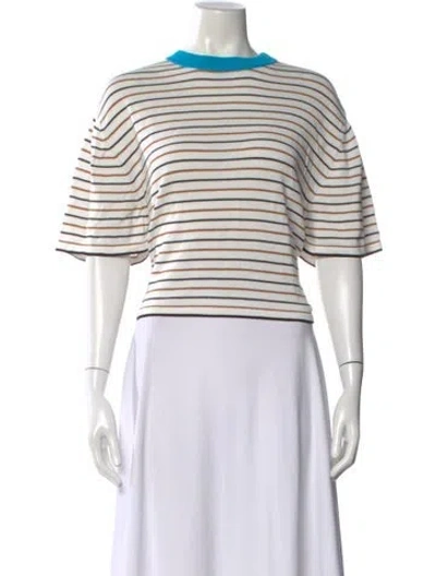 Pre-owned Cordera Striped Crew Neck Sweater In White
