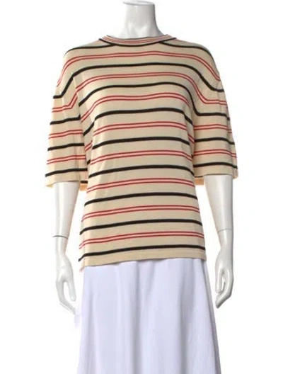 Pre-owned Cordera Striped Crew Neck Top In Neutral