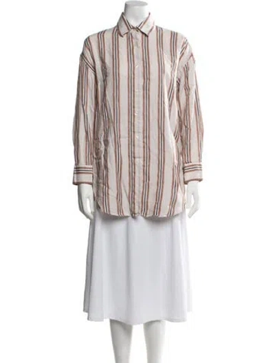 Pre-owned Cordera Striped Long Sleeve Button-up Top In Multicolor