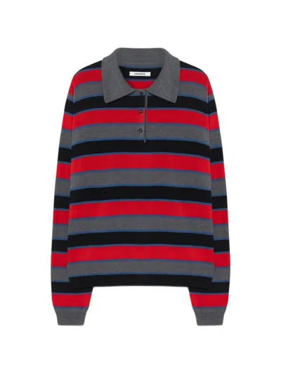 Cordera Striped Long-sleeve Polo Top In Multi