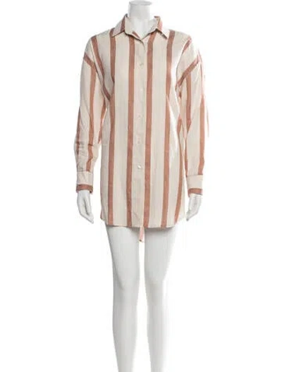 Pre-owned Cordera Striped Mini Dress In Neutrals