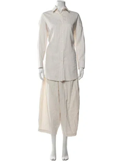 Pre-owned Cordera Striped Pantsuit In Neutrals