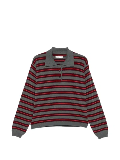 Cordera Striped Polo-collar Sweater In Grey