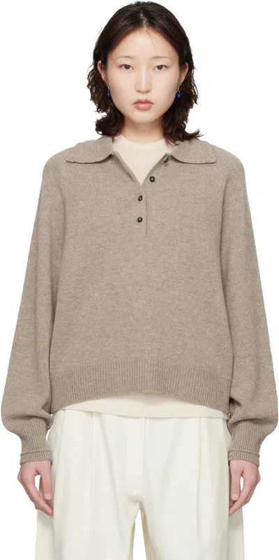 Cordera Taupe Merino Wool Polo In Gray