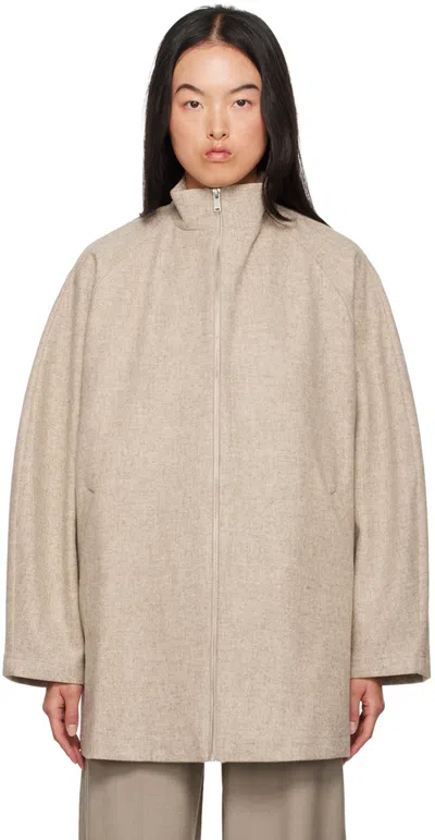 Cordera Taupe Virgin Wool Utility Jacket In Light Taupe
